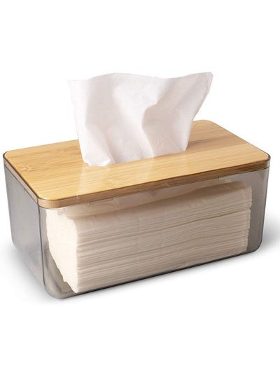 Buy Rectangular Plastic Wooden Cover Tissue Box in UAE