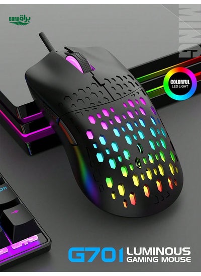 Buy Wired Rainbow Illuminated Mouse, RGB With Hollowed Design For Computer Gaming in Saudi Arabia