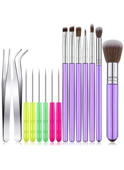 اشتري Cake Decorating Tool Set, 15 Pieces Cookie Decoration Brushes Scriber Needles Sugar Stir Needles Elbow and Straight Tweezers for Cookie Cake Fondant Decoration Supplies في الامارات