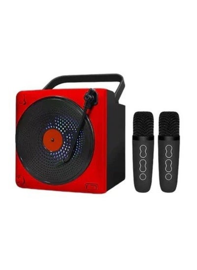 Buy Portable Wireless Speaker Bluetooth Speaker High Sound Source with 2 Microphones LED Light Red in UAE