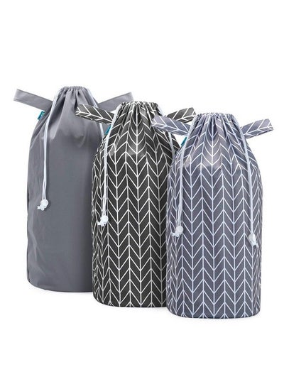 اشتري Pail Liner For Cloth Diaper(Pack Of 3) Reusable Diaper Pail Wet Bag With Drawstring Fits For Dekor Ubbi Diaper Pails Gray +Gray Arrows +Black Arrows في الامارات