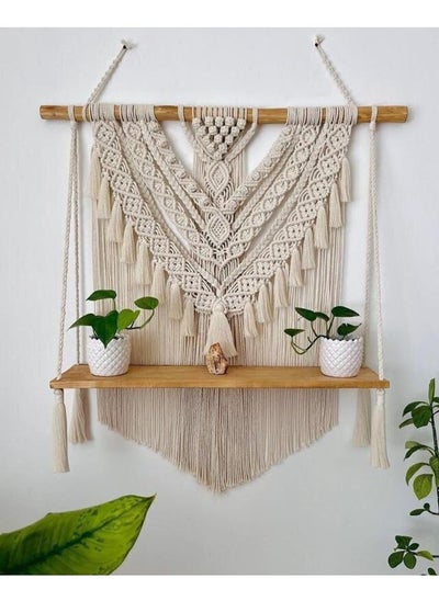 Buy Wooden Wall Shelf, Macrame Shelf, Living Room Decor, Stand Bookshelf. in Egypt