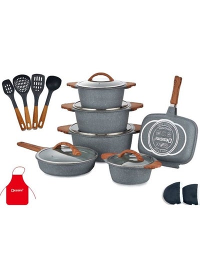 Buy 19 Pieces Granite Coated Cookware Set in UAE