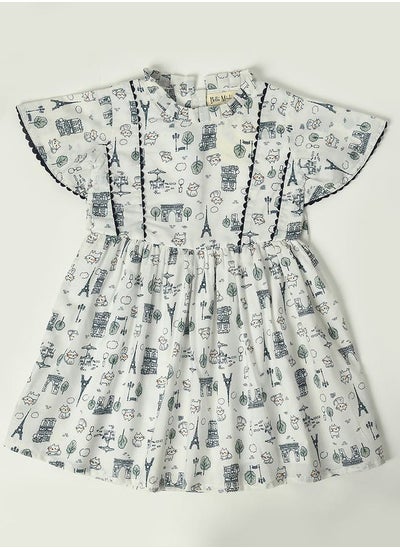 Buy Cotton Paris Printed A-Line Dress in Saudi Arabia