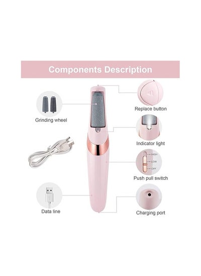 اشتري Electric Foot File, Electric Foot Callus Remover, USB Rechargeable Waterproof Hard Skin Remover Foot with 2 Rollers 2 Speed, LED Light, Professional Pedicure Tool for feet Cracked Heels في مصر