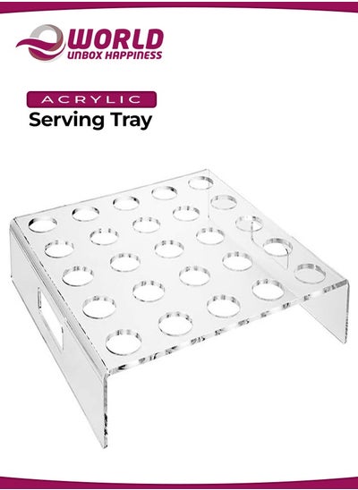 Buy Clear Acrylic Appetizer Cups Serving Tray, 25 Slots Coffee Pods Organizer Tray for Drawer or Countertop Storage in Office, restaurants, Kitchen and catered events. in UAE