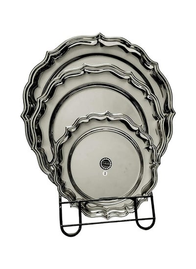 اشتري Younesteel 3 Piece Stainless Steel Round Tray Set في مصر