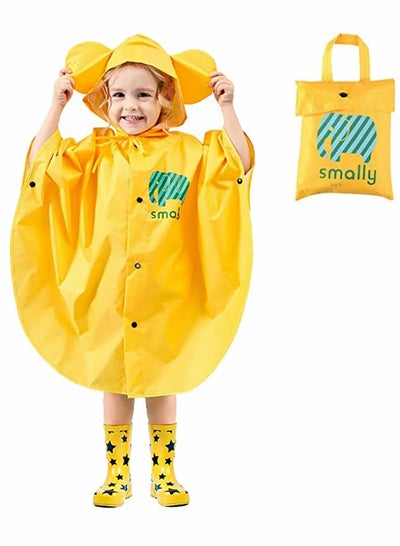 Buy Kids Rain Poncho, Cartoon Hooded Raincoat Jacket Lightweight Schoolbag Waterproof Hoodie Coat Toddler Baby Boys Girls Cape for Sports Riding Camping Traveling Outdoors, S(75-90CM), Yellow in Saudi Arabia