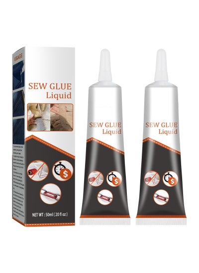 Buy 2PCS Cloth Repair Sew Glue, Instant Sew Glue Bonding Liquid, Quick Dry Multi Fabric Sew Glue, Fabric Glue for Clothing Permanent Washable, for Clothing Cotton Flannel Denim Leather, 50ml in Saudi Arabia