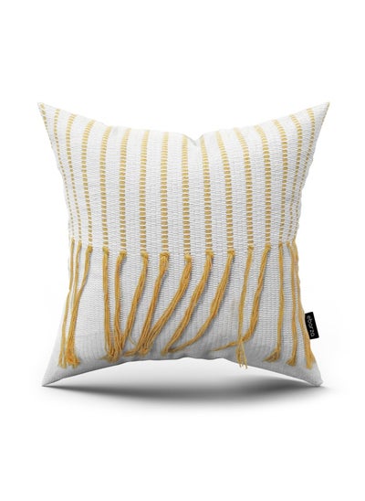 Buy 45X45 Cm Tassel Cushion Kd2301-White&Orange in UAE