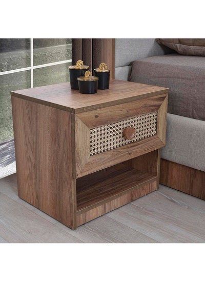 Buy Bohem Night Stand Multifunctional Bedside Table Space Saving Nightstand End Table Storage For Bedroom 52x41.8x48.5cm Dark Oak in UAE