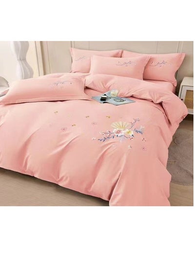 اشتري Microfiber Embroidered Soft Quality Comforter Bedding set-King Size 6Pcs 1-PC fitted bedsheet 200 * 200cm,1-PCS Comforter 220 * 240 fixed, 4PCS Super Soft Pillowcases في الامارات