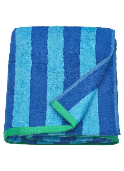 Buy Bath Sheet Bright Blue And Light Blue Striped 100X150 Cm in Saudi Arabia