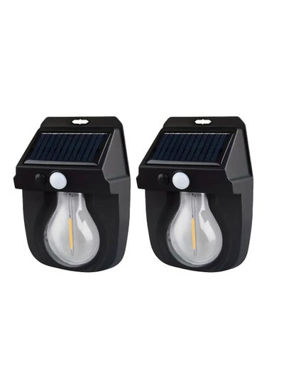 اشتري 2 Pcs Outdoor Solar Wall Light IP65 Waterproof Security Light Solar Wall Lantern With 3 Modes Led Solar Porch Light Outdoor Deck Fence Lighting Outdoor Solar Light For Garden Patio Yard And Home في الامارات