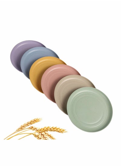 Buy Lightweight Wheat Straw Plates Unbreakable Dinner Dishes Plates Set Non-Toxin Dishwasher & Microwave Safe BPA Free and Healthy for Kids Children Toddler & Adult (Small 6 Pack 5.9') in Saudi Arabia