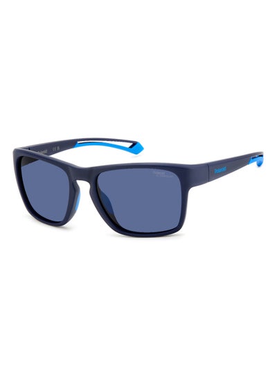 Buy Men's Polarized Rectangular Shape  Sunglasses PLD 7052/S BLUE 45 - Lens Size: 45.1 Mm - Mtt Blue M in UAE