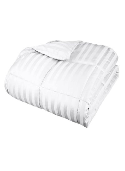 Buy Luxury Down Alternative -Stripe Duvet Insert King Size Cotton White 240x260cm in UAE