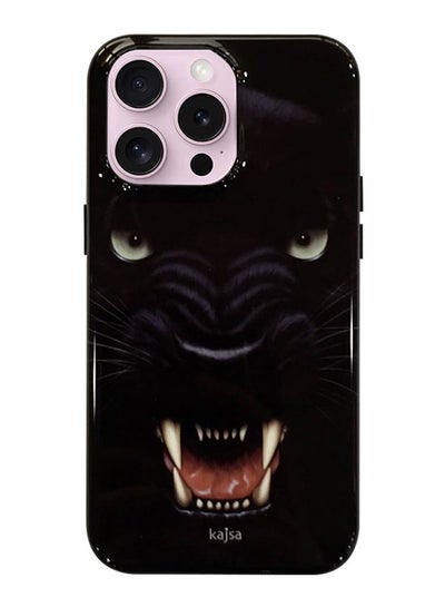 Buy iPhone 15 Pro Max Phone Case Tiger Design Heavy Duty Protection Hard Case Black in UAE