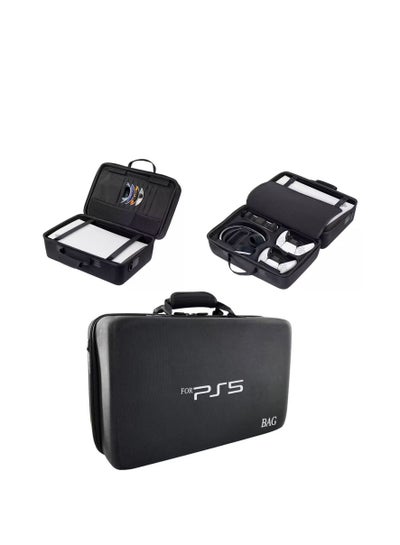 Buy Travel Storage Bag For PS5-Shockproof Hard Shell Bag- Luxury Waterproof Shoulder Bag For Playstation 5,Console & Accessories Storage Organizer (Black) in UAE