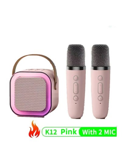 اشتري BSNL Bluetooth K12 Karaoke Machine نظام مكبر صوت محمول 5.3 PA مع 2 ميكروفونات لاسلكية - وردي في الامارات