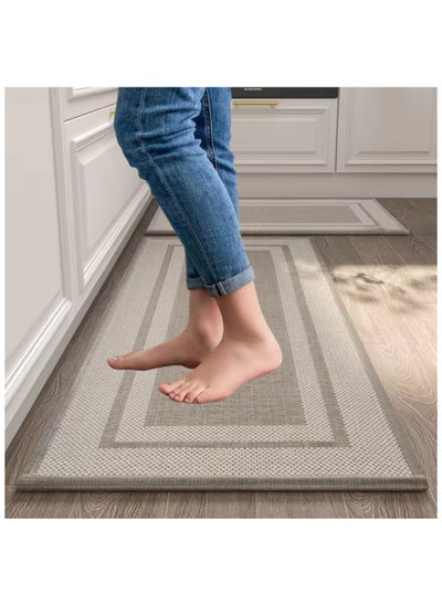 Buy MEKITON Set of 2 PCs Premium AntiFatigue, NonSlip Natural Rubber Kitchen Mats, Washable, Runner Rugs for Kitchen Floor Front of Sink, Laundry Room  45X120CM + 45X75CM (Beige) in UAE