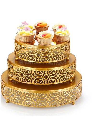 Buy Set of 3 Round Wedding Cake Stand 8'' 10'' 12'' Metal Dessert Display Stand for Party Wedding Birthday Cupcake Cake Holder Candy Display Plate in Saudi Arabia