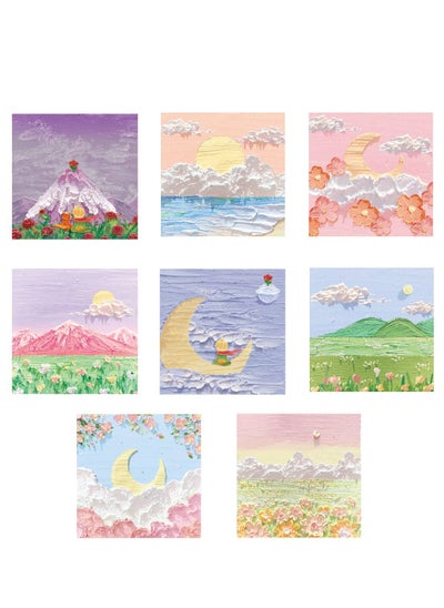 Buy 8 Pcs Sticky Notes Adhesive Removable Oil Painting Landscape Sticky Notes for Home School Office in UAE