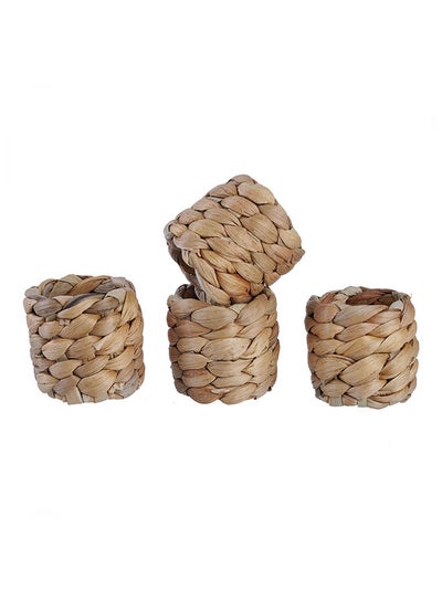 Buy Vidalia 4-Piece Napkin Ring Set  - Natural in UAE
