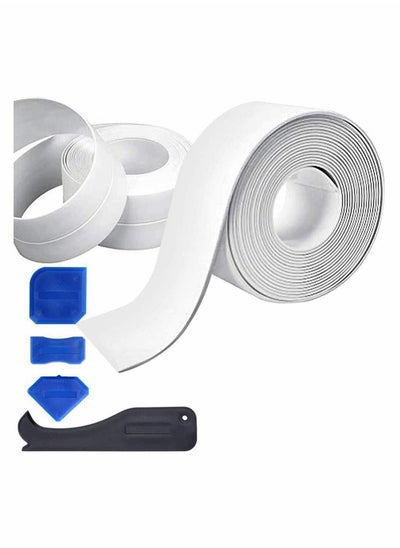 Buy Silicone Sealant Remover and Bath Sealant Strip 6 Pack, 4 Sealant Finishing Tools, 2 Rolls Self Adhesive White Silicone Seal Strip, Waterproof Mildew Sealant Tape Caulk Tool for Wall in UAE