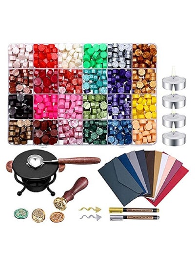 Buy 600 Pieces Sealing Wax Beads, Wax Seal Stamp Kit with Full Set of Tools Packed in Plastic Box in Saudi Arabia