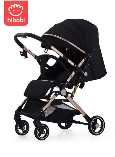 Buy Two-Way Push High View Portable Folding Stroller Available For Boarding - Black in UAE