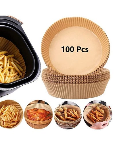 Buy Air Fryer Parchment Paper Liners 100PCS 6.3 Inch Disposable Cooking Baking Roasting Paper for Air Fryer, in UAE