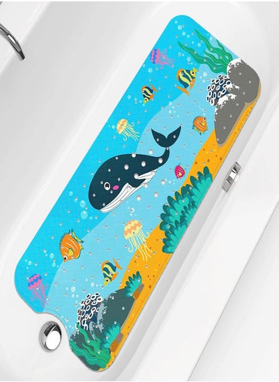 اشتري Baby Bath Mat for Tub for Kids, Cartoon Non-Slip Baby Bathtub Mat Extra Long Anti Slip Bathroom Toddler Shower Floor Mat with Suction Cups Drain Holes, 100x40cm Machine Washable في الامارات