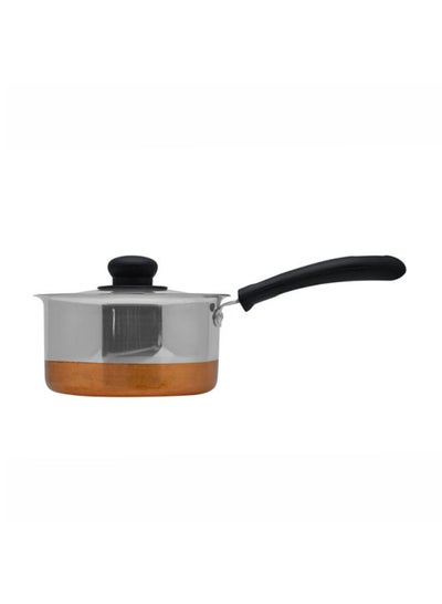 اشتري Copper Bottom Saucepan With Lid Brown/Silver 16cm في السعودية