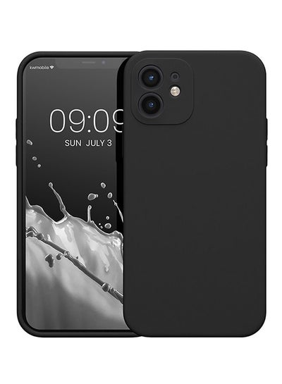 اشتري Protective Ultra Slim Fit Case Liquid Silicon Gel Cover with Full Body Protection Anti-Scratch Shockproof Case For iPhone 12 LIQUID SILICON BLACK في الامارات