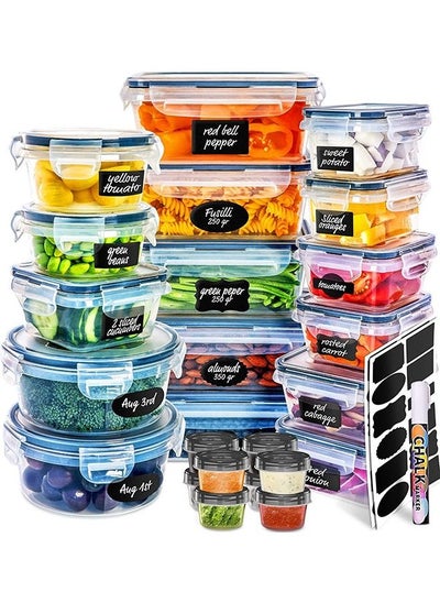 Buy 24-Piece Food Storage Container Set with, Plastic Leak-Proof BPA-Free Containers for Kitchen Organization, Meal Prep, Lunch Containers (Includes Labels & Pen) in Saudi Arabia