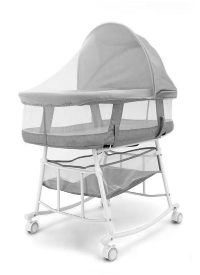 اشتري 3-in-1 Portable Baby Sleeper Rocking Cradle Bed, Baby Sleeper Crib with Storage Basket ,Easy Carry Bassinet with Breathable Net Mattress Grey في الامارات