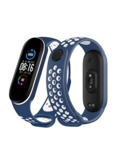 Buy Tentech Smart Watch Band for Xiaomi Mi Band 5/6/7 Silicone Sport Strap Breathable Replacement Wristbands for Xiaomi Mi Band M5/M6/M7 Watch Accessories - blue & white in Egypt