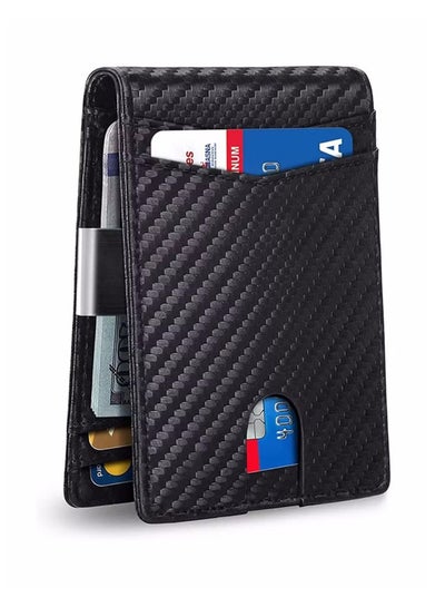 Buy Mens Wallets, Minimalist Slim Wallet with 12 Slots for Men Money Clip Bifold RFID Blocking ID Window Slot Front Pocket Leather Credit Card Holder Gift Box in Saudi Arabia