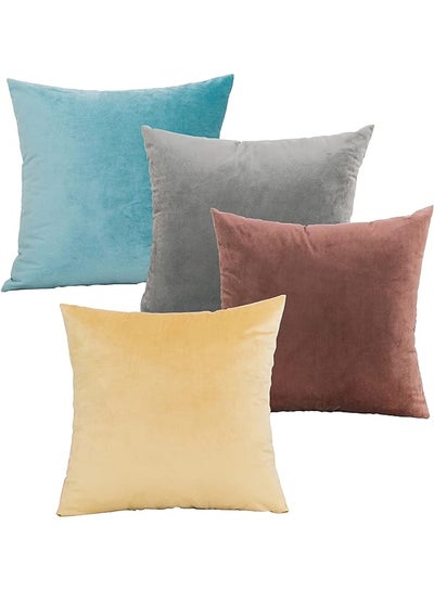 اشتري 4 Pack Throw Pillow Covers Square Cushion Home Decor Set of 4 Pillow Cases Decorative 18 x 18 Inches Patterns Cushion Couch Sofa Pillowcases (18x18 inch, Muticolor) في الامارات