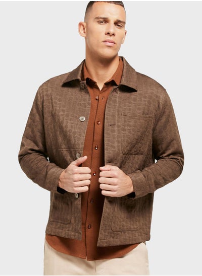 Buy Jacquard Shacket With Spread Collar in UAE