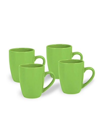 Buy FEELINGS Stoneware Mug Set of 4 , Green 300ml in UAE