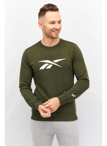 Buy Men Sportswear Fit Long Sleeve Outdoor Sweatshirts, Taupe Green in UAE