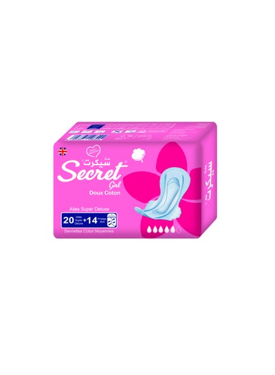 Buy Secret Plus Sanitary Napkins with 20 + 14 Pantyliner Per Pack x 3 Packs - Pink: Ultimate Comfort and Protection in UAE