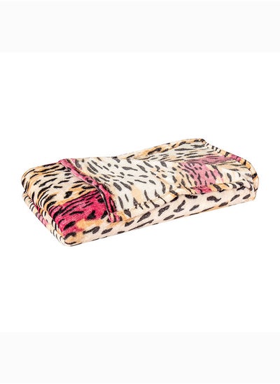 Buy Elite Home Pink Leopard Printed Soft & Cozy Flannel Fleece Blanket Double Size (200x220 cm) for All Season in UAE