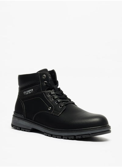 Buy Men's Solid Boots with Lace-Up Closure in Saudi Arabia