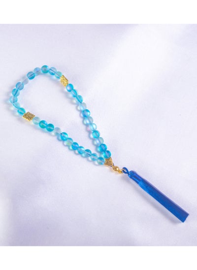 Buy Fabulous Baby Blue Obal Stone Prayer Bead of 33 Beads & Silky Blue Tassel in Egypt