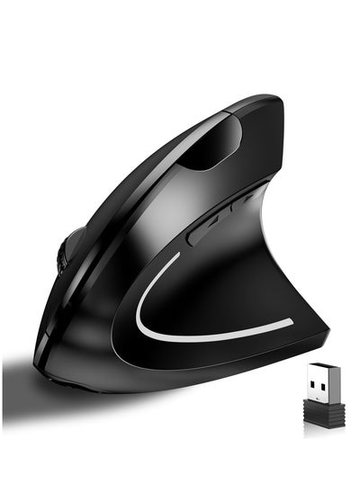 Buy Ergonomic Optical Wireless Mouse, 2.4G Wireless Ergonomic Optical Mouse, with USB Receiver, Vertical Mouse Adjustable DPI 800/1200 /1600, 5 Buttons, Rechargeable, for Laptop, PC, Mac, Computer in Saudi Arabia