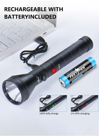 Buy Long Rechargeable Strong Light Flashlight Long-range Waterproof Outdoor Tactical Flashlight in UAE