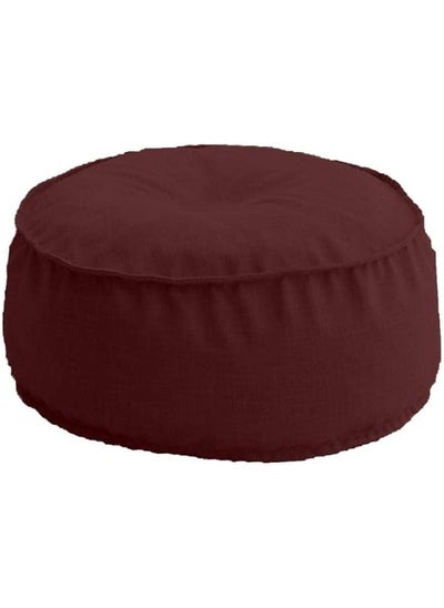 اشتري New York Round Ottomans Floor Linen Cushion Maroon Red في السعودية